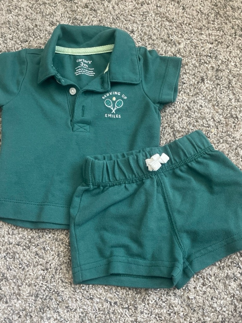 Carter's Teal Green Polo Shirt and Shorts Set